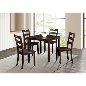 5-Piece Dining Set with Square Table and 4 Slat Back Chairs - 1 of 4