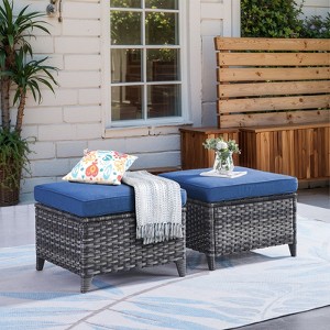 Gymojoy Outdoor Patio Footstool Ottomans with Cushion - 1 of 4