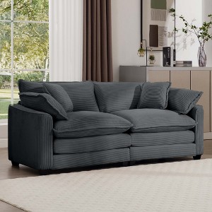 NicBex 80.3 Inch Loveseat,Modern Corduroy Fabric Loveseat Sofa with 4 Pillows,Deep Seating 2-Seater Couch for Living Room - 1 of 4