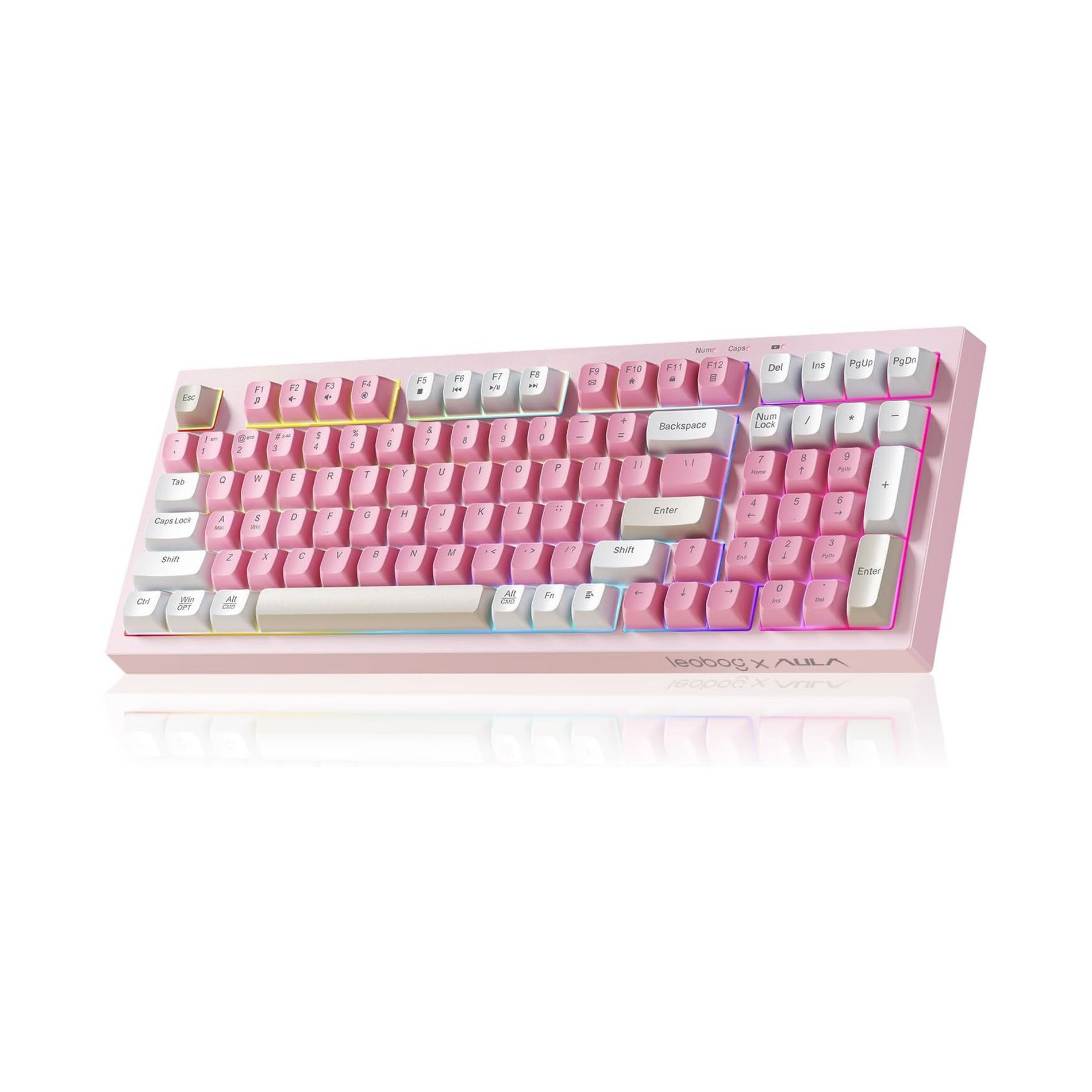 LEOBOG x Aula K99 Wireless Gaming Keyboard, Tri-Mode Bluetooth/2.4GHz/USB-C Creamy Keyboard, Full Size Ergonomic RGB Backlit Keyboard with Number Pad