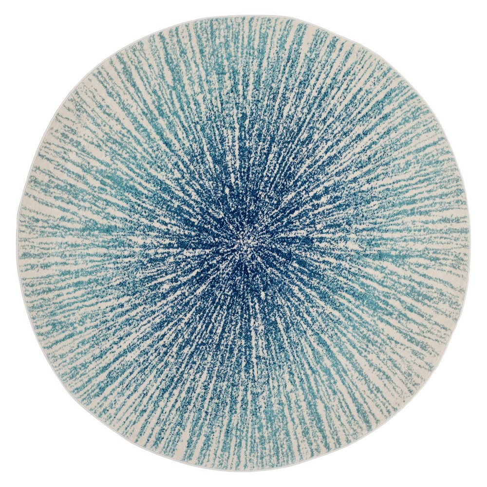 3' Round Marcell Burst Area Rug Royal/Ivory - Safavieh