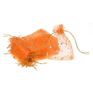 Unique Bargains Moon Star Printed Drawstring Mini Gift Candy Christmas Organza Bags 50 Pcs - 1 of 4