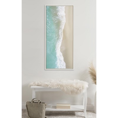 Ocean Beach Fantasy Coastal Framed Canvas Art, 18x40, White