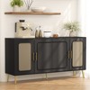 59.84" Four-Door Storage Cabinet with Plastic Rattan and Gold Feet, Ample Two-Layer Storage for Living Room - 2 of 4