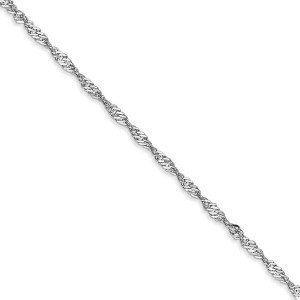 Black Bow Jewelry 1.6mm 14k White Gold Diamond Cut Singapore Chain Necklace - 1 of 4