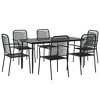 vidaXL Dining Set Black Steel Medium Durable Garden Dining Set - 63" Table Length 6 - 3 of 4
