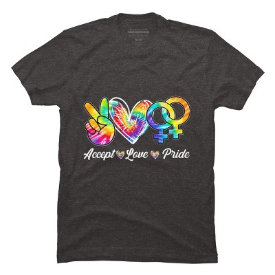 Adult Design By Humans Accept Love Tie-Dye Rainbow Pride By Marilynart T-Shirt