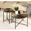 NicBex Natural 2-Piece Round Coffee Table & End Table Set,Distressed Wood Design & Black Metal Legs,Center Table for Living Room - 3 of 4