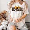 Teacher Leopard Pencil T-Shirt, Coquette Bow Retro Classroom Tee for Educators | OrnamentallyYou - 4 of 4