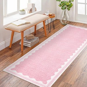 Washable Rug Low Pile Living Room Throw Mats with Non Slip Backing Lightweight Foldable Floor Covers Modern Waven Border Indoor Throw Carpet - 1 of 4