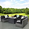 Tangkula 9 PCS Patio Rattan Furniture Set Fire Pit Table Storage Black W/ Cover - 4 of 4