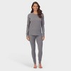 Warm Essentials By Cuddl Duds Women's Waffle Thermal Crewneck Pajama Top -  Graphite Heather Xxl : Target