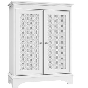 Cesicia two door rattan storage cabinet White with adjustable partition multifunctional decorative cabinet suitable - 1 of 4