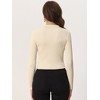 Allegra K Women's V Neck Crop Ribbed Knit Casual Long Sleeve Solid Sweater Pullover Top - 3 of 4