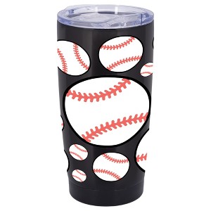 100 North 20 Ounce Stainless Steel On the Go Travel Tumbler With Push Top Lid, Baseball Black - 1 of 4