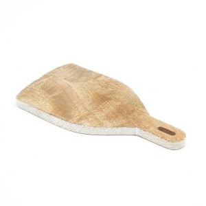 SEVOBAL Serving Platters Handmade Teak Wood Cheese and Bread Board with Asymmetrical Modern Design for Cakes, Appetizers, Beige, 15"*7.5"*0.75" - 1 of 4