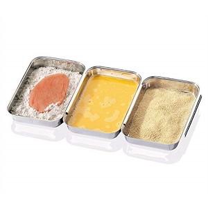 Jumbl Breading Trays Set - Toaster Oven Pan - 3 Stainless Steel Breading Tray for Food and More - 1 of 3