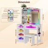 Fredees Vanity Desk with Sliding Mirror and LED Lights, RGB Vanity with Charging Station - 2 of 4