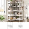 65.4-inch corner bookshelf, five-layer, convertible storage shelf with 4 hooks, fixed panel, metal frame, suitable for living room, bedroom, study - 3 of 4