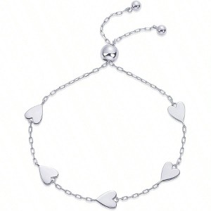 Matching Heart Charms Solitaire Bracelet Set for Women Adjustable Love Friendship Two Bracelet Pack - 1 of 3