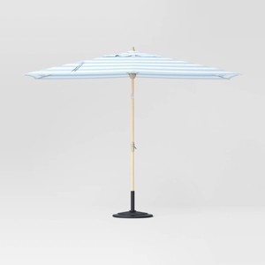 6'x10' Rectangular Cabana Stripe Outdoor Patio Market Umbrella with Light Wood Pole - Threshold™ - 1 of 4