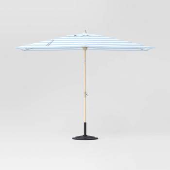 6'x10' Rectangular Cabana Stripe Outdoor Patio Market Umbrella with Light Wood Pole - Threshold™