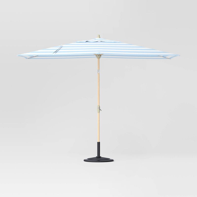 6'x10' Rectangular Cabana Stripe Outdoor Patio Market Umbrella with Light Wood Pole - Threshold™, 1 of 8