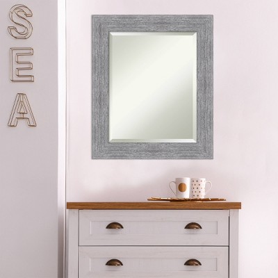 21" x 25" Gray Bark Rustic Framed Wall Mirror