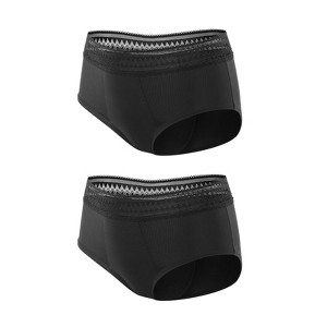 CARER 2-Pack Lace Period Underwear for Women Leakproof Menstrual Panties, Mild Absorbency, Washable, Comfortable Fit, Reusable Period Briefs - 1 of 4