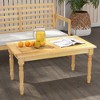 Tangkula Patio Coffee Table w/ Solid Teak Wood Structure Slatted Tabletop for Backyard - 2 of 4