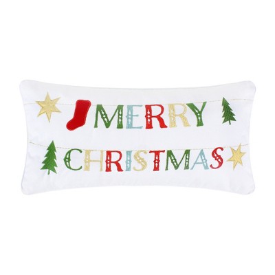 Gnome for the Holidays White Merry Christmas Pillow 12x24 - Levtex Home