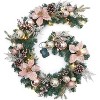 6ft Prelit Christmas Garland for Mantle, Battery Operated Xmas Garland with 20 LED Lights Timer Rose Gold Balls for Fireplace Stair Railing Decor - 2 of 4