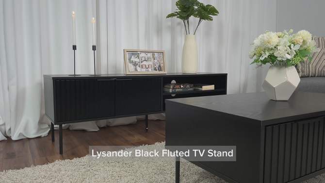 Lysander Fluted Low Profile TV Stand for TVs up to 75&#34; Black - CorLiving, 2 of 7, play video