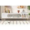 70" MDF Modern TV Stand with Acrylic Sliding Door and 3 Shelves, Sideboard with 2 Cabinets and Metal Accents for Living Room - 3 of 4