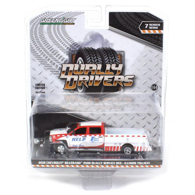 Greenlight Collectibles 1/64 2018 Chevrolet Silverado 3500 Service Bed, Illinois Tollway, Dually Drivers Series 7 46070-D, 5 of 6