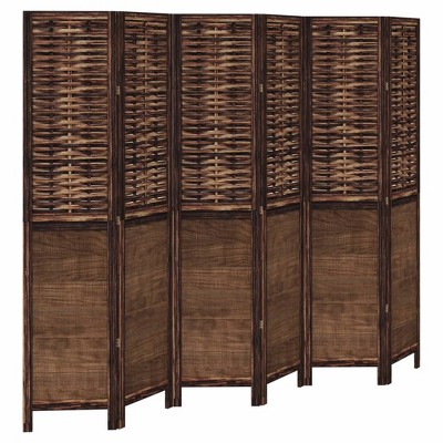 vidaXL Partition Screen 6 Panels Paulownia Wood Dark Brown