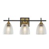 ALOADECOR 3-Light W21" Contemporary Bathroom Vanity Wall Light in Black and Brass Finish with Dome Shape Textured Glass Shade - 3 of 4