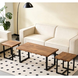 Spassway Coffee Table with 2-Piece End Tables Set for Living Room Mid-Century Modern Sofa Table with Metal Legs Small Tea Table for Waiting Room - 1 of 4