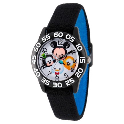 Boys' Disney Mickey Mouse-Goofy-Pluto and Donald Black Plastic Time Teacher Watch - Black