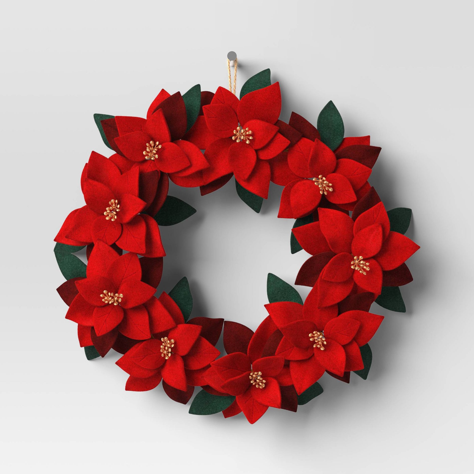 Christmas Fabric Poinsettia Wreath Decor - Wondershop™