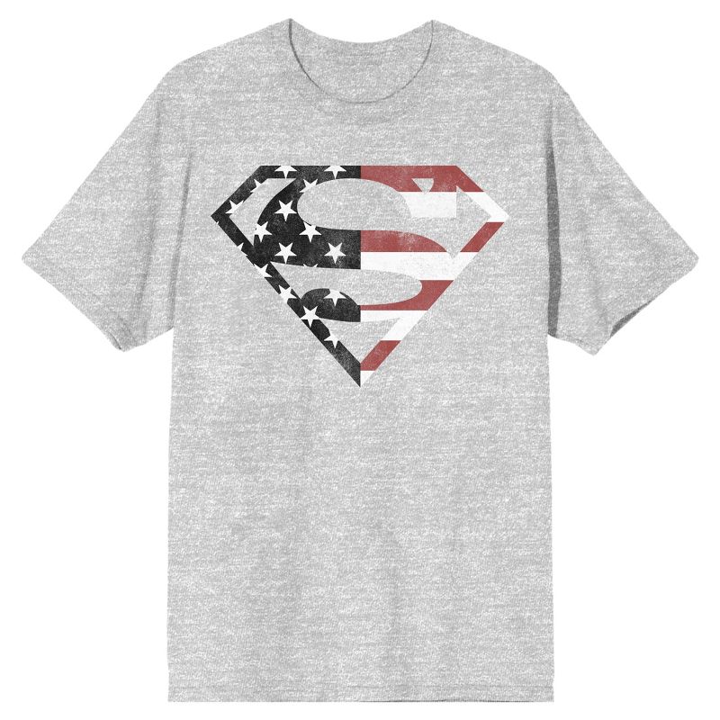 Superman Americana Logo Mens Athletic Heather Graphic Tee, 1 of 4