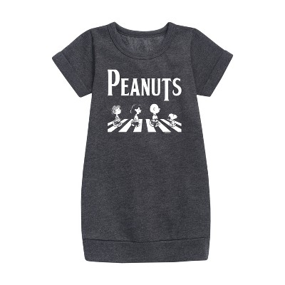 - Peanuts - Peanuts Crossing Road Graphic Short Sleeve Fleece Dress