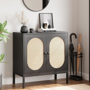 Rattan Storage Cabinet, Sideboard Buffet Cabinet, Wood Console Cabinet w/ Shelf, Sideboard Cabinet for Hallway, Entryway, Living Room - 1 of 4