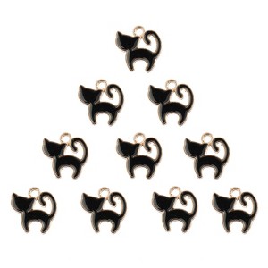John Bead 10pcs Sweet & Petite Black Kitty Cat, Small Simple Charms - 1 of 4