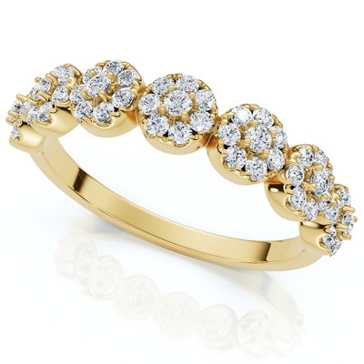Pompeii3 1/2Ct Diamond Halo Anniversary Stackable Diamond Wedding Ring 10k Yellow Gold