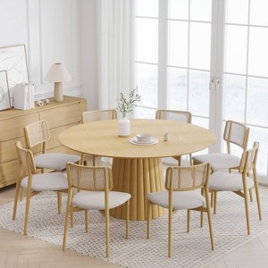 Dovelina Mid-Century Round Dining Table Wood Kitchen Table Dining Room Table for 4 People - 60" - 1 of 4