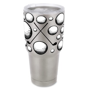100 North 30 Ounce Stainless Steel On the Go Travel Tumbler With Push Top Lid, Golf Ball and Clubs Silver - 1 of 4