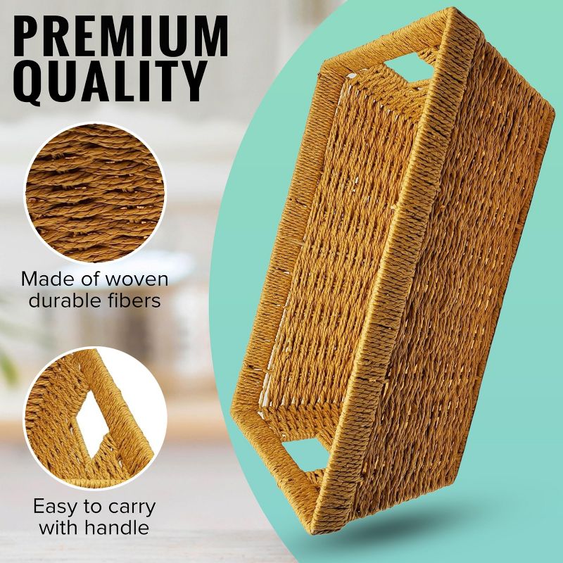 KOVOT Set of 2 Woven Wicker Storage Baskets with Built-in Carry Handles, 3 of 7