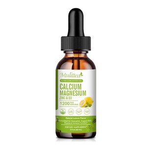 Mulittea Calcium Magnesium Zinc Liquid with Vitamin D3 | High Absorption Calcium Supplement for Heart & Bone| 60 ML | Lemon Flavor - 1 of 4