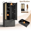 VINGLI Armoires Closet with Doors, Rattan Armoire Wardrobe Closet with Drawers & Hanging Rod, Armoire with Shelves, Wooden Wardrobe - 2 of 4